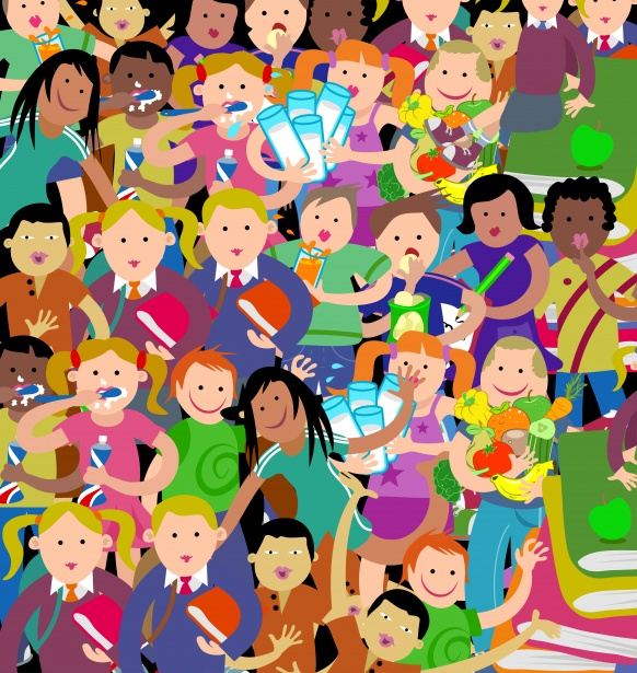 Cartoon of lots of kids